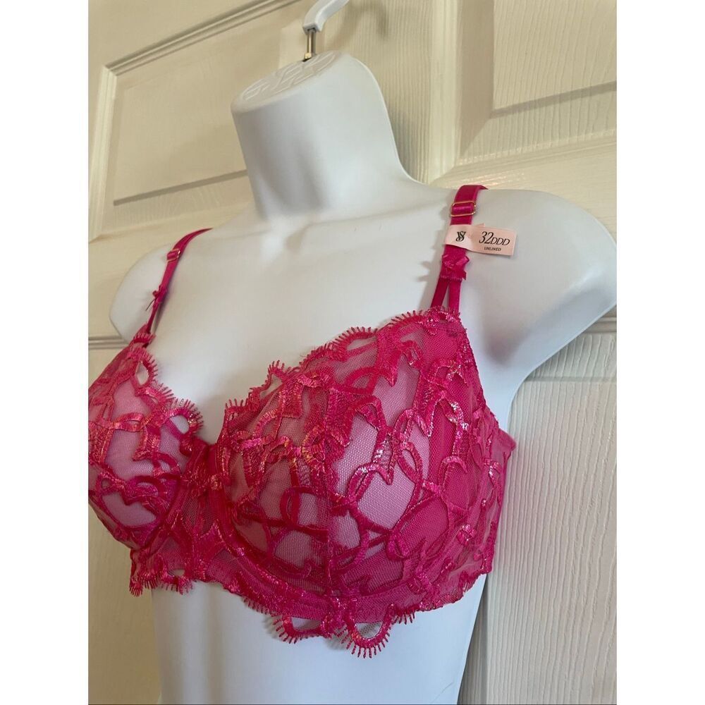 Victorias Secret 32DDD Dream Angles Lined Bra Bralette Hot Pink NWT - Picture 3 of 6